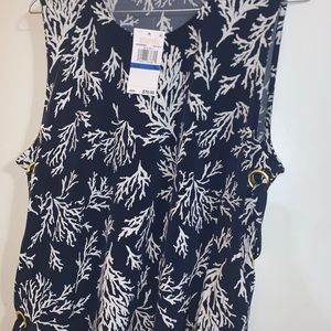 Michael Kors Ocean Reef Print Laceup Side Tank Top